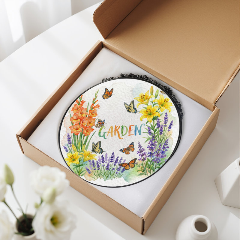 Vitrail de vitrail papillons 12 "H, H 12 po x l 12 po