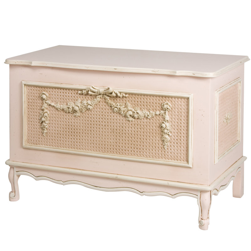 Coffre à jouets français, Rose / crème