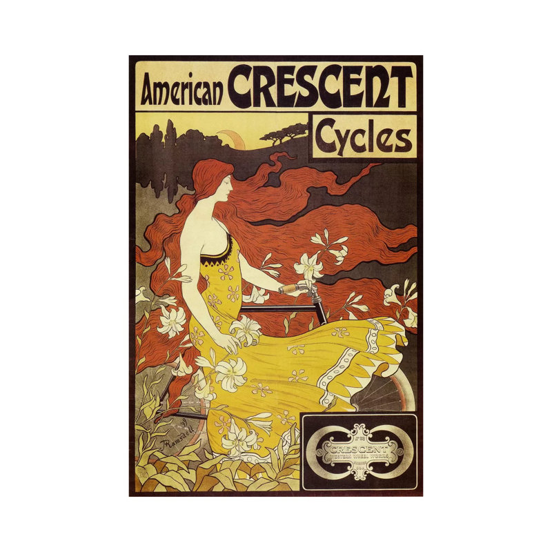 American Crescent Bicycles Vintage Poster by Fred Ramsdell - Wrapped Canvas Print, 101.6 cm H x 66.04 cm W x 1.91 cm D