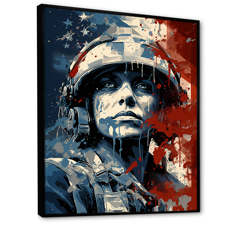 Palette de patriots de soldat militaire - salon d'art mural militaire, Cadre flottant noir, H 40 po x l 30 po x P 1,5 po