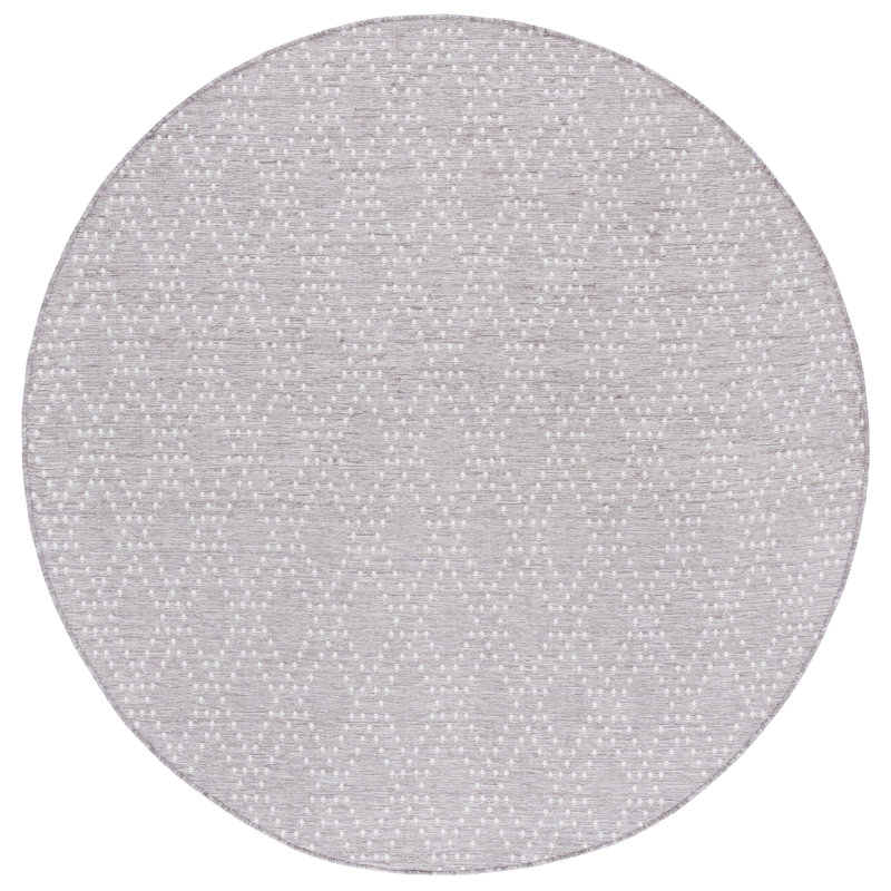 Yuusuf 850 Polypropylene/Polyester Geometric Indoor/Outdoor Rug in Lavender/Gray, Round 6'7"