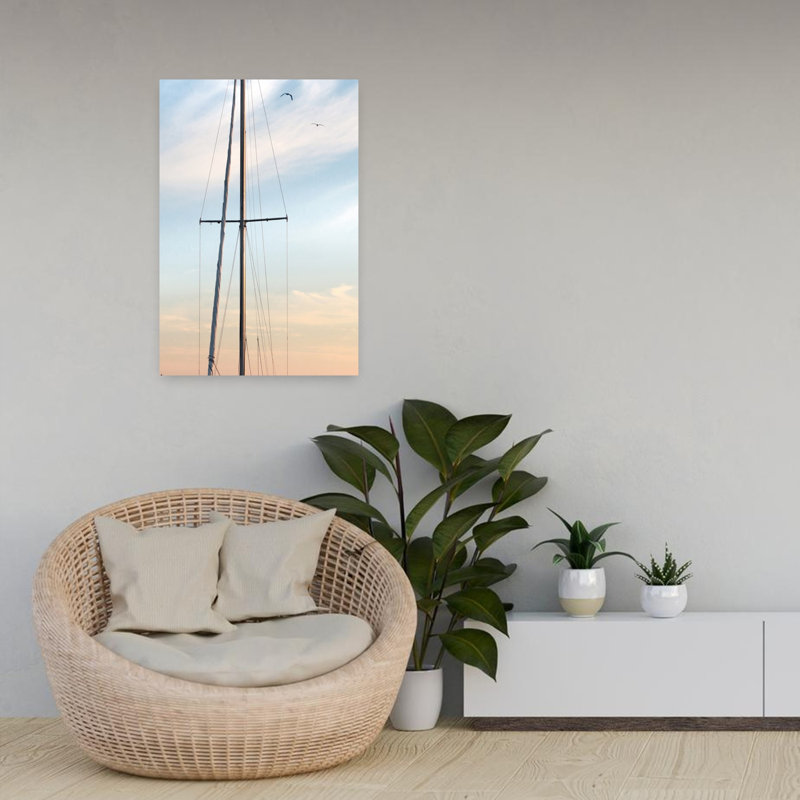 Docked II, art abstrait de paysage côtier, H 24 po x l 16 po