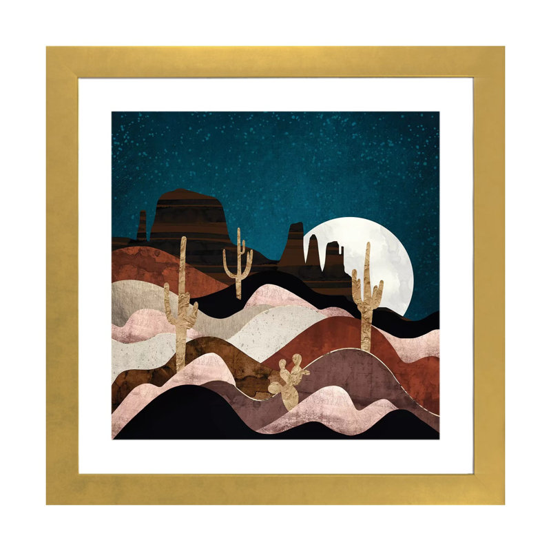 Étoiles du désert - impression, 24" H x 24" W x 1" D, Gold Framed Paper, Blanc