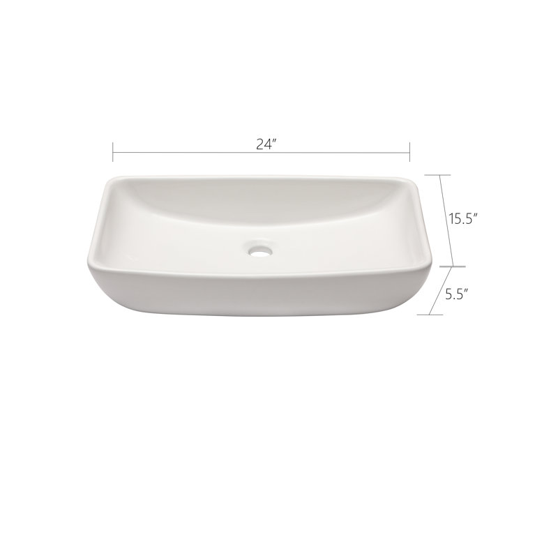 24'' L x 15'' W Ceramic Rectangular Top-Mounted Bathroom Sink With Rounded Corners