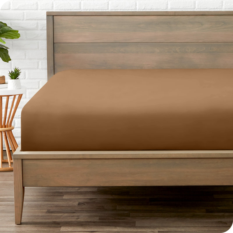Microfiber Fitted Sheet, Queen Fitted Sheet, Caramel