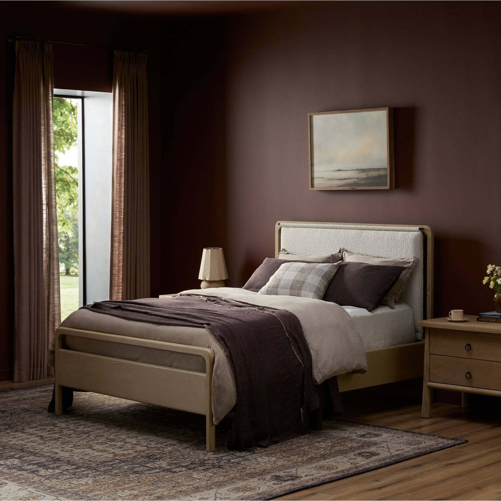 Karsten Upholstered Bed, King, Tan/White