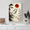 «Cranes with Red Moon Pine and Bamboo Landscape Art», reproduction d'art sur toile encadrée