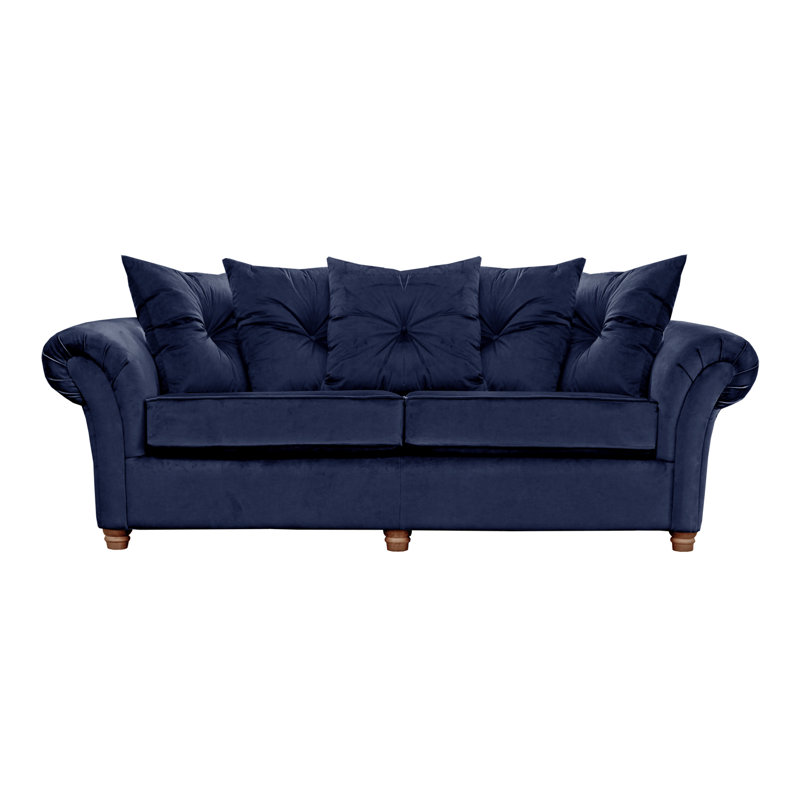Lila 3 Seater Velvet Sofa, Navy
