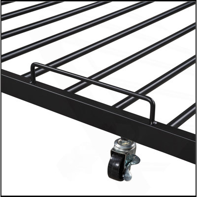 Queen Size Metal Platform Bed Frame With Trundle, USB Ports And Slat Support ,No Box Spring Needed