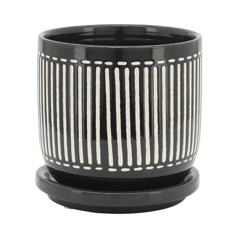S / 2 DÉCORSEUR VERTICAL À LIGNES S 5/6 "AVEC SAUCER, NOIR
