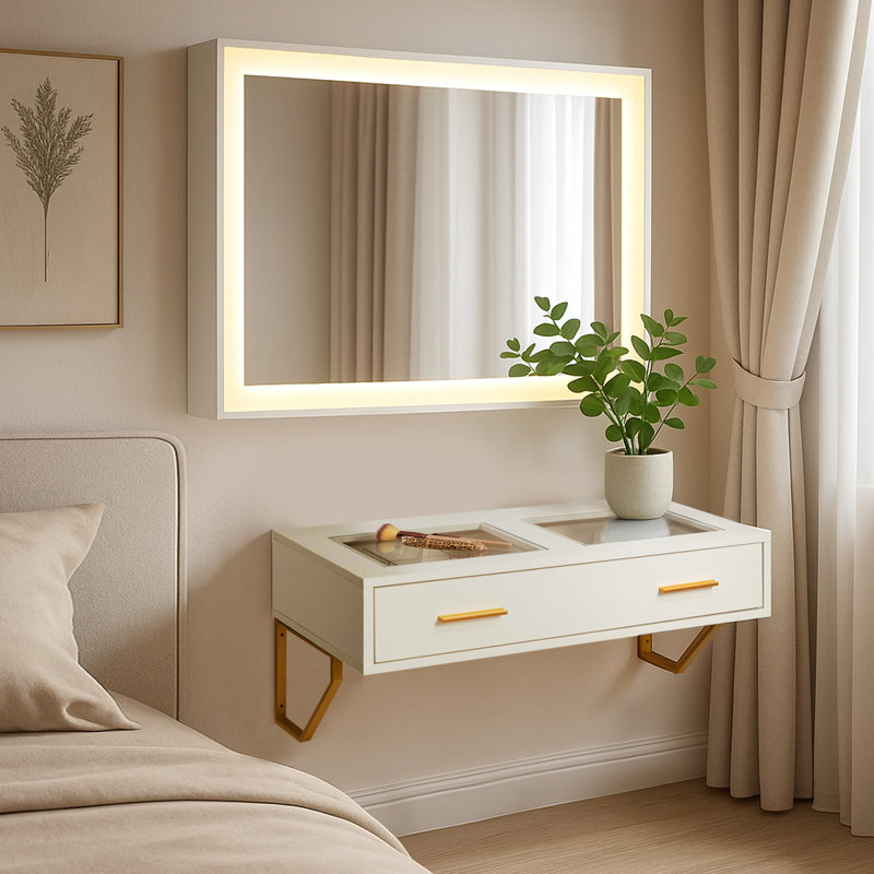 Chanee Dressing Table, White/Beige/Cream