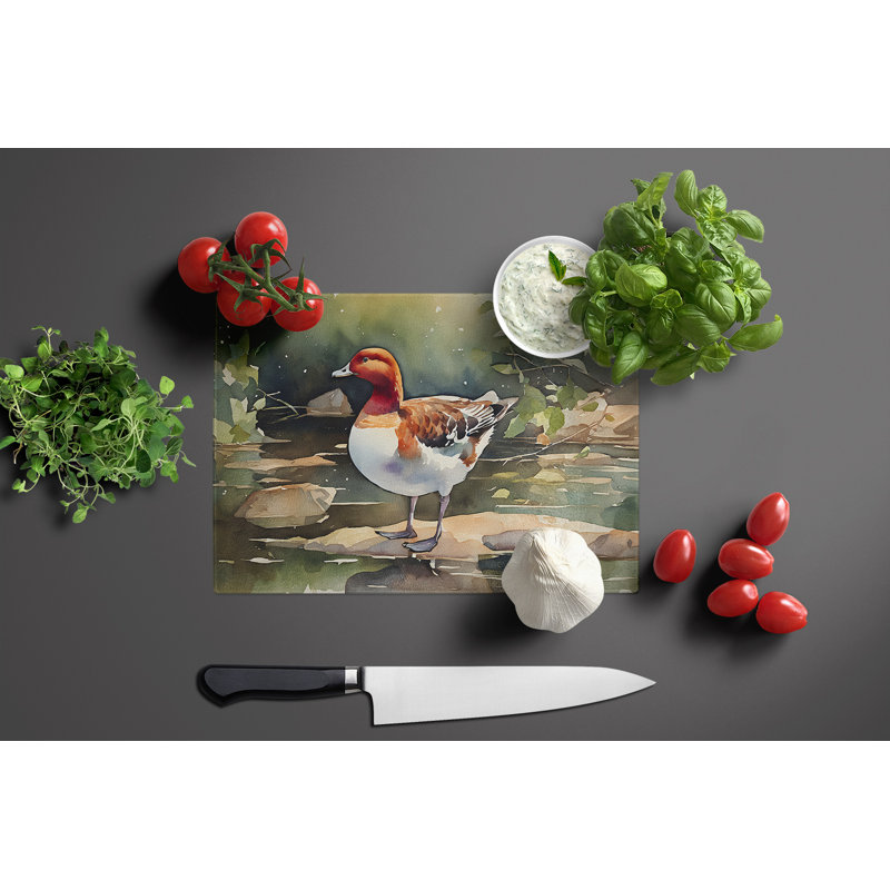 Redhead Duck Glass Cutting Board