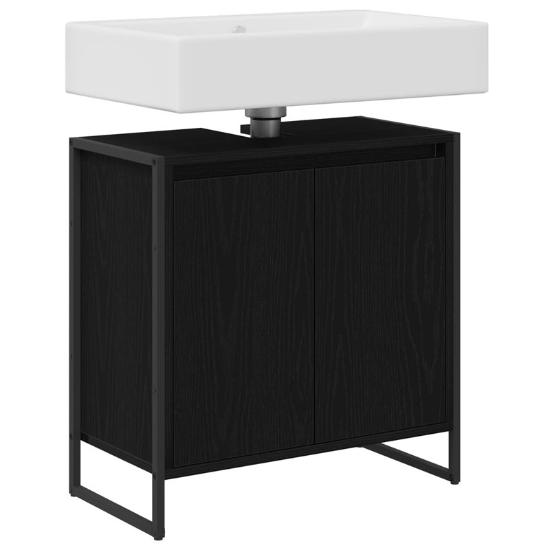 Freestanding Under Sink Cabinet, Black Oak