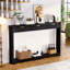 Console de rangement à motif ondulé noir 70,1 po avec tiroirs, table d'appoint mince en bois de L 70,1 po x l 8,7 po x H 35,5 po, idéale pour les entrées, les couloirs, les portes et les canapés derrière