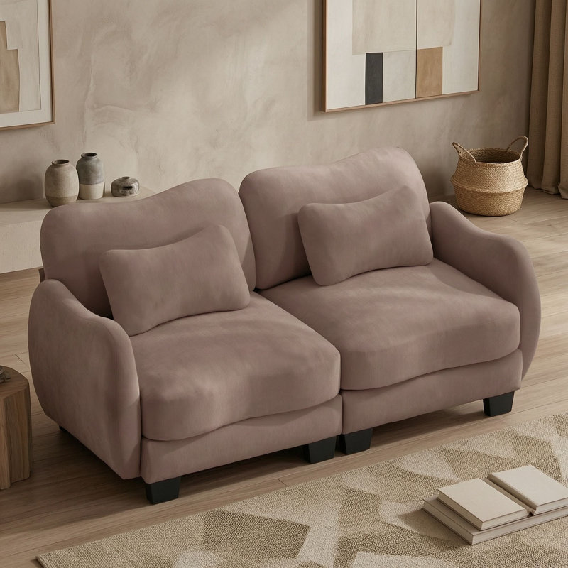 Upholstered 70.8 " Chenille Loveseat, Rose poussière