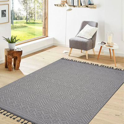 Tapis blanc géométrique 6X9, teinté, sans perte de poils, idéal pour l'intérieur et l'extérieur, et teinté approuvé par les animaux de compagnie