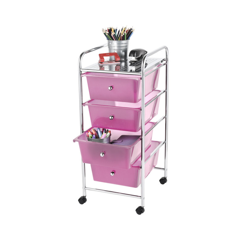 Creel 76cm H x 32cm W Utility Cart with Wheels, Pink