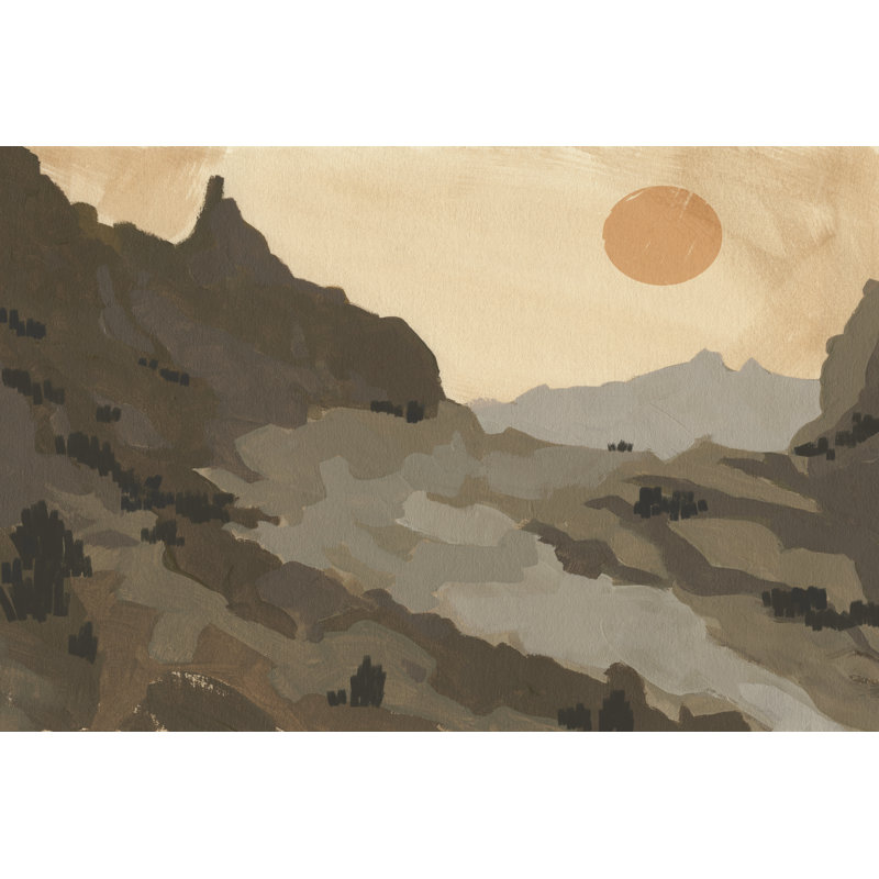 Thunder Rock I - Painting, 20cm H x 30cm W, Black Floater Framed