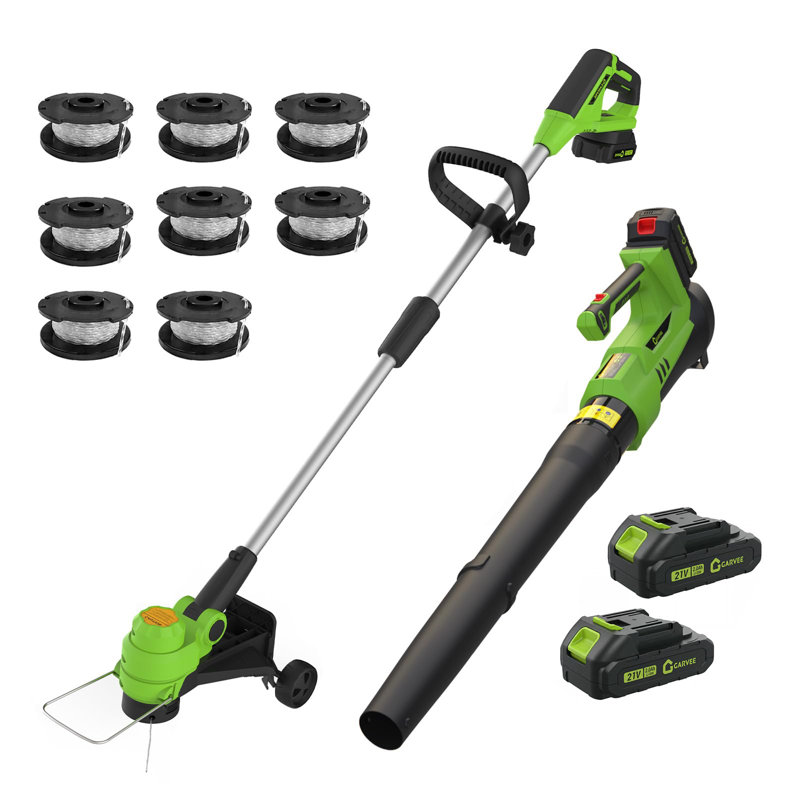 20V Wireless Leaf Blower & String Trimmer Combo, 12" Adjustable Weed Wacker, 550CFM 130MPH
