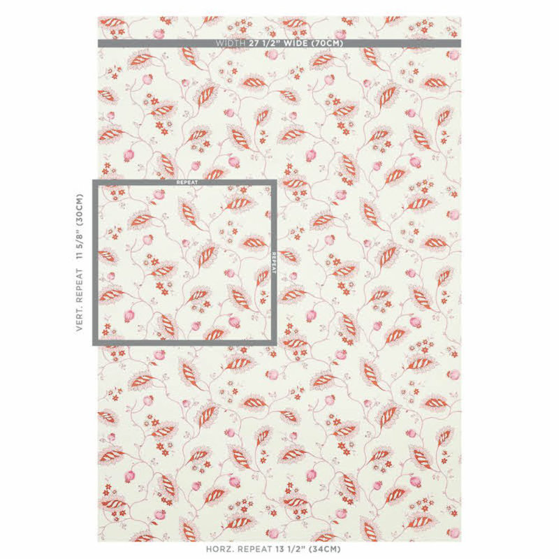 Maryam Vine Wallpaper, Pink/Red