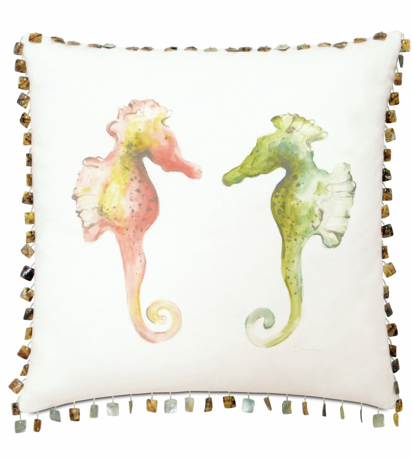Grande Seahorse Embroidered Pillow