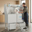 Station de bain pour chien 50 po, station de lavage pour chien en acier inoxydable 304, avec rampe rétractable antidérapante, tiroir de rangement, boîte à savon, robinet, baignoire pour chien pour grands, moyens, petits animaux, lavabo