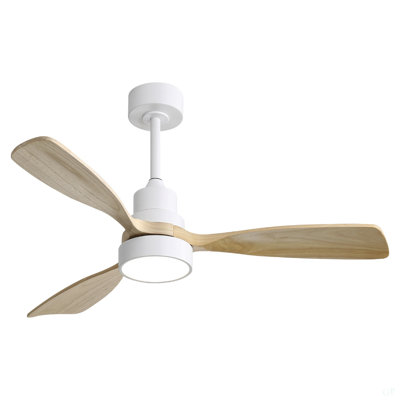 Ventilateur de plafond 48 pouces avec 3 pales en bois massif et télécommande pour salon