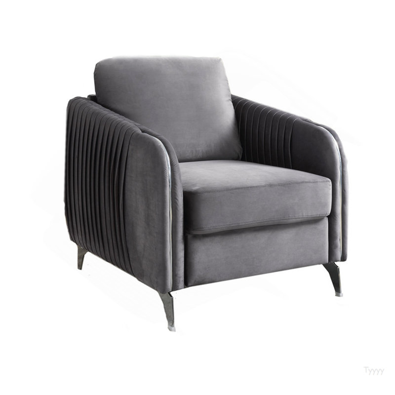 Fauteuil d'appoint moderne chic en velours gris Hadriano