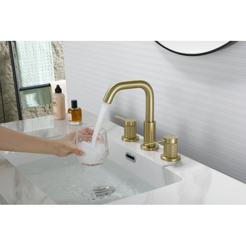 Widespread Bathroom Sink Faucet 2 Handle 3 Hole Bathroom Faucet, Brushed Gold