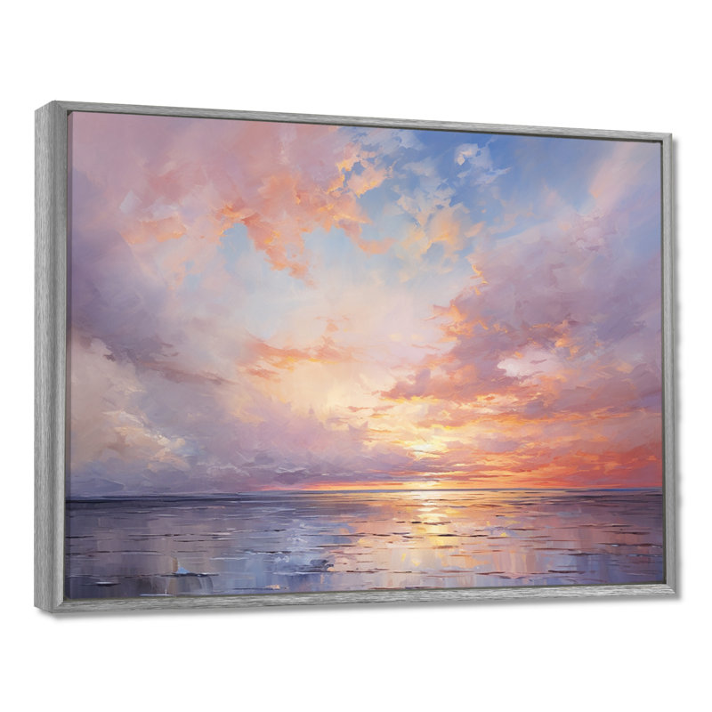 «Sunset Cotton Candy Skies V», reproduction sur toile encadrée Sunset, H 16 po x l 32 po x P 1 po, Encadrement argenté