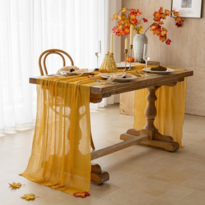 Chemin de table 2 pièces 2 pièces Golden Cheesecloth