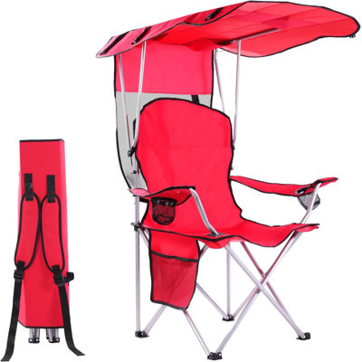 Chaises de camping portatives pliantes avec abat-jour, chaise de plage pour adultes, tissu Oxford 600D durable et résistant aux intempéries, chaise de camping avec auvent pour l'extérieur [Vert olive]