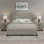 Transitional Queen Bed with Chevron Pattern Headboard and 2 Nightstands in Light Grey Finish