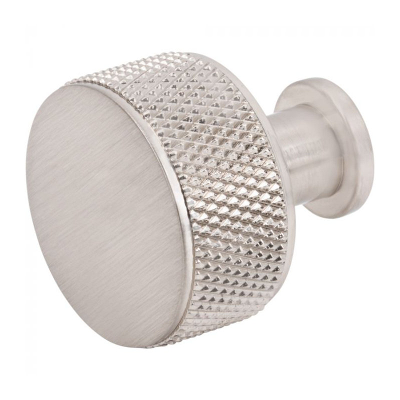 Beliza Cylindrical Knurled Knob, Polished Nickel, 1"