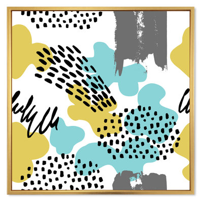 «Blue and Green Retro Polka Dots Clouds», reproduction d'art sur toile moderne