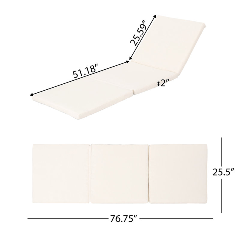 Water - Coussin de salon pliant pour l'extérieur en crème - l 25,15 po x P 74,57 po H 2,02 po, aucun assemblage requis pour un siège portable