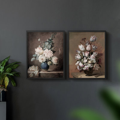 Vintage Floral XC III - Ensemble de 2 reproductions de cadres d'angle fermés