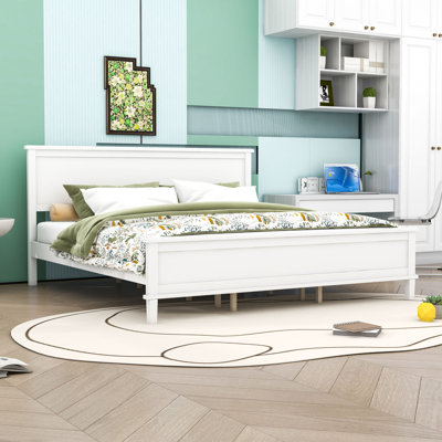 Wood Platform Bed with Headboard