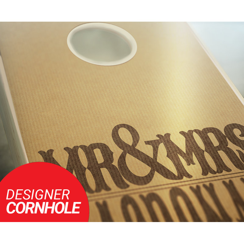 Ensemble de jeu de cornhole en bois massif 2 'x 4' avec sacs, Rouge / Bleu marine, Oui