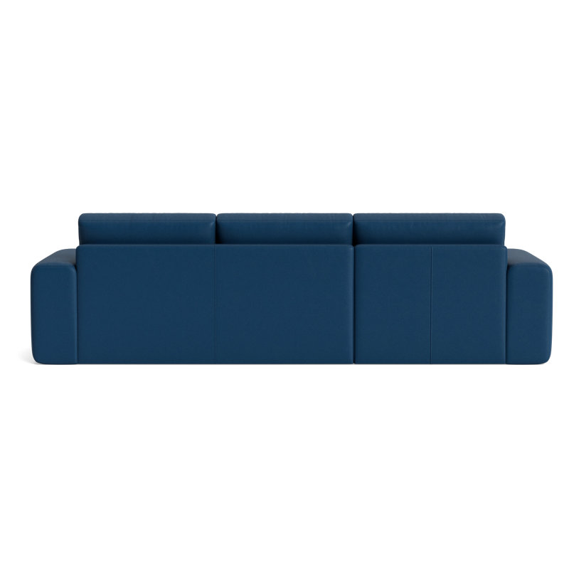 The OG Leather Chaise Sectional, Bison Deep Blue Top Grain Leather, Right Hand Facing