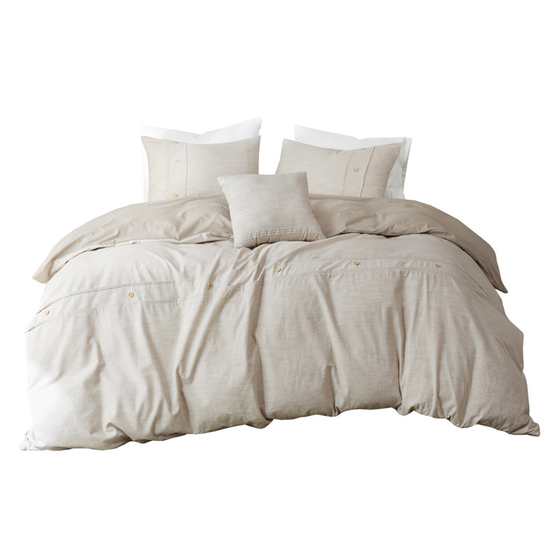 Housse d'édredon en coton biologique - très grand / très grand naturel, surdimensionnée avec garniture et patte de boutonnage extra confort, détails, amovible incluse