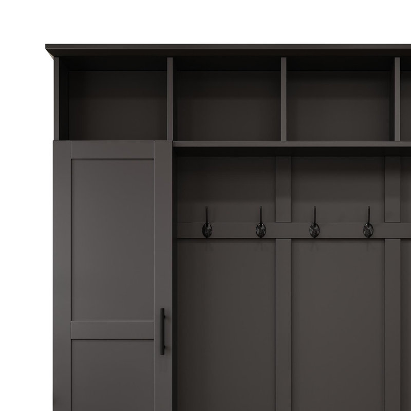 Versatile 3-In-1 Hall Tree With 6 Hooks, Black/Dark Walnut