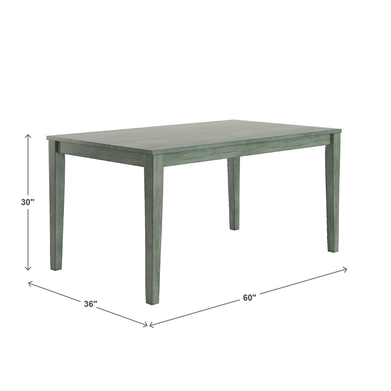 Table de salle à manger en bois massif Alexa-Mae, Sauge antique, H 30 po x l 36 po x L 60 po
