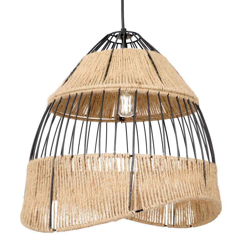 Luminaire suspendu en jute à cage ouverte de 19 po Aarunya