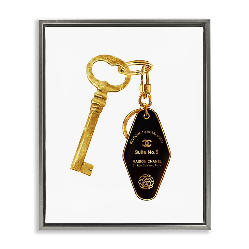 Cadre flottant Luxury Fashion Key, design par Ziwei Li, H 21 po x l 17 po, Cadre flottant gris lustré