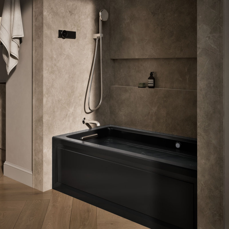 Archer 60" x 32" Alcove Whirlpool, Black, Left