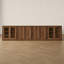 Buffet modulaire moderne Monos avec portes vitrées et placards bas à portes cintrées, noyer-404106040