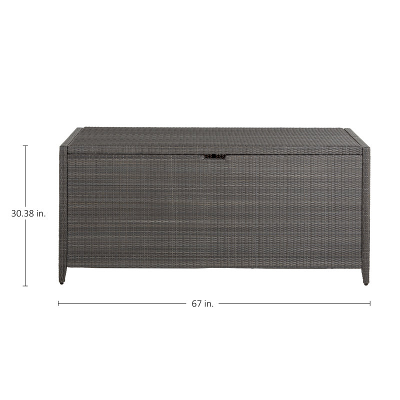 Summer Classics Water Resistant Wicker Deck Box, Black Walnut