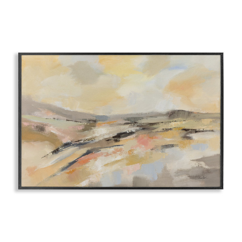 Sunlit Riverside Warm Tones, estampe numérique, design par Silvia Vassileva, H 12 po x l 18 po, Giclée encadrée noir minuit