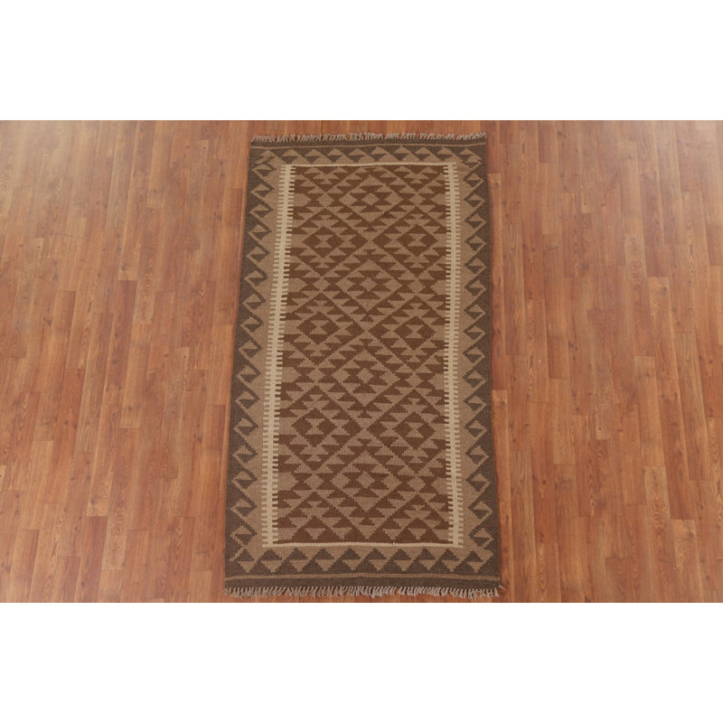 Brown Kilim Reversible Wool Area Rug 3x6
